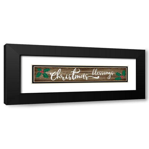 Christmas Blessings Black Modern Wood Framed Art Print with Double Matting by CAD Designs