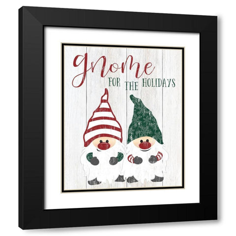 Gnome For The Holidays Black Modern Wood Framed Art Print with Double Matting by CAD Designs