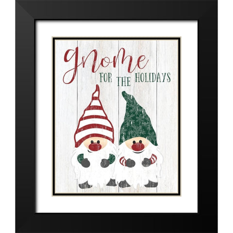 Gnome For The Holidays Black Modern Wood Framed Art Print with Double Matting by CAD Designs