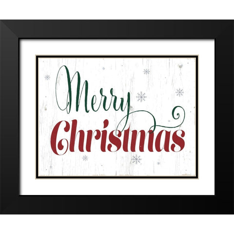 Merry Christmas Black Modern Wood Framed Art Print with Double Matting by CAD Designs