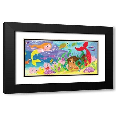Mermaid Play III Black Modern Wood Framed Art Print with Double Matting by Mitchell, Melanie