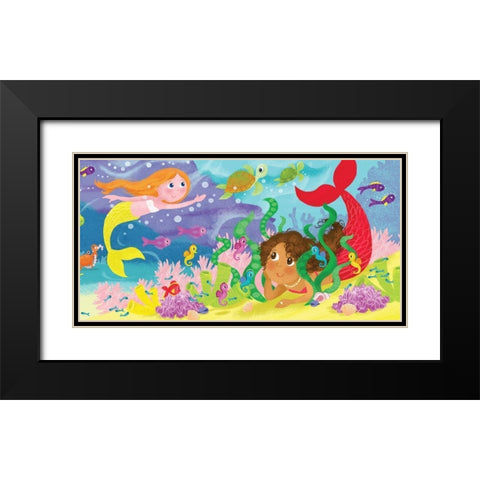Mermaid Play III Black Modern Wood Framed Art Print with Double Matting by Mitchell, Melanie