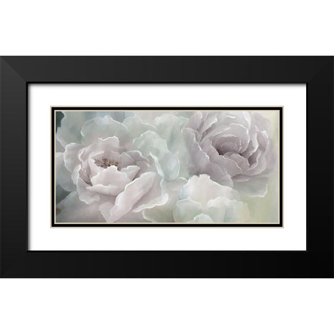 Peony Lace Black Modern Wood Framed Art Print with Double Matting by Nan