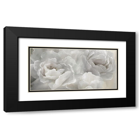 Soft Peony Lace Black Modern Wood Framed Art Print with Double Matting by Nan