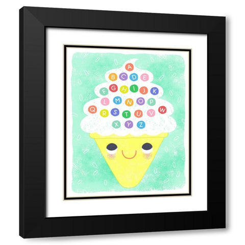 Ice Cream Alphabet Black Modern Wood Framed Art Print with Double Matting by Doyle, Lizzy