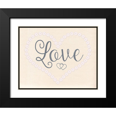 Stitched Love Black Modern Wood Framed Art Print with Double Matting by Santiago, Daniela