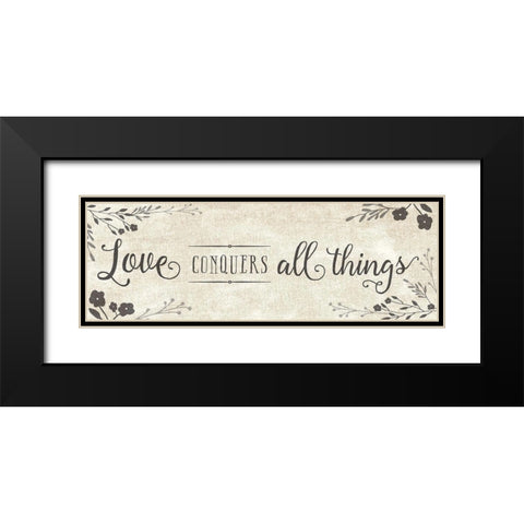 Love Conquers Black Modern Wood Framed Art Print with Double Matting by Murray, Amanda