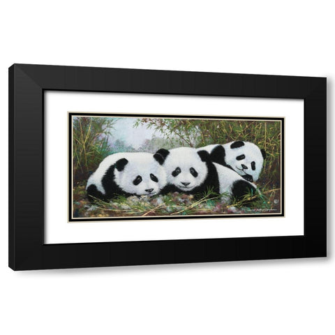 Panda Play Black Modern Wood Framed Art Print with Double Matting by Orme, E. Anthony