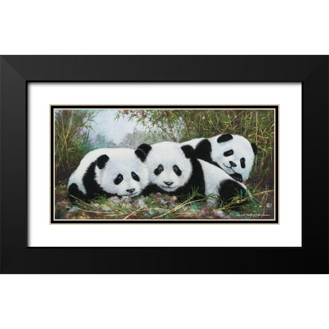 Panda Play Black Modern Wood Framed Art Print with Double Matting by Orme, E. Anthony