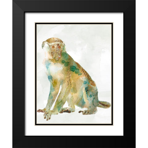 African Colors Monkey Black Modern Wood Framed Art Print with Double Matting by Robinson, Carol