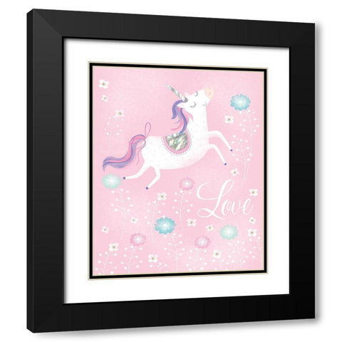 Love Unicorn Black Modern Wood Framed Art Print with Double Matting by Hanton, Sophie