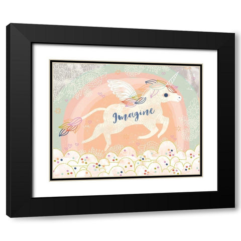 Imagine Unicorn Black Modern Wood Framed Art Print with Double Matting by Doyle, Lizzy