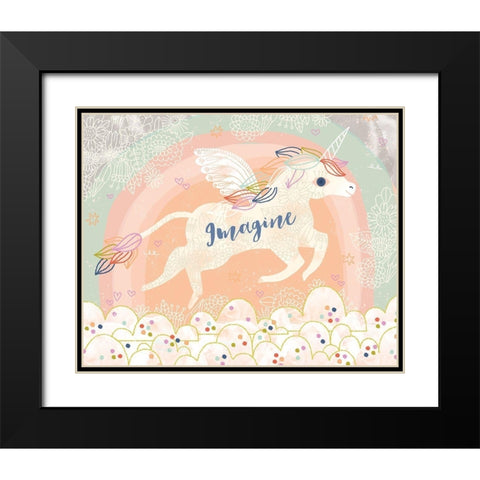 Imagine Unicorn Black Modern Wood Framed Art Print with Double Matting by Doyle, Lizzy