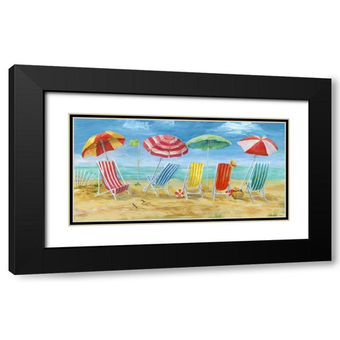 Bright Beach Chairs Black Modern Wood Framed Art Print with Double Matting by Nan