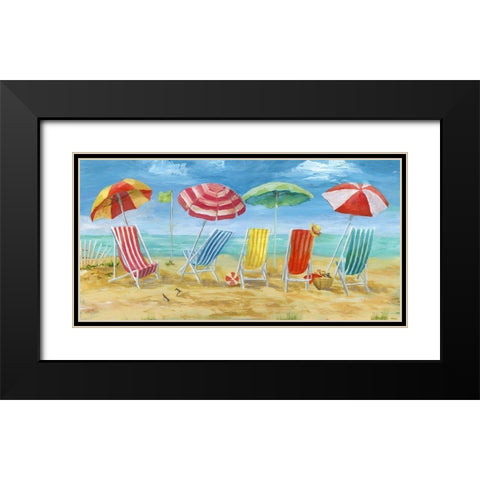 Bright Beach Chairs Black Modern Wood Framed Art Print with Double Matting by Nan