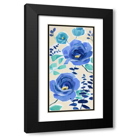 Blue Modern Garden I Black Modern Wood Framed Art Print with Double Matting by Nan