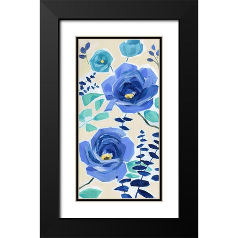 Blue Modern Garden I Black Modern Wood Framed Art Print with Double Matting by Nan