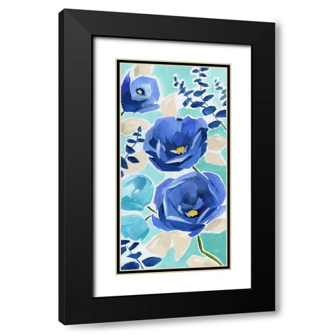 Blue Modern Garden II Black Modern Wood Framed Art Print with Double Matting by Nan