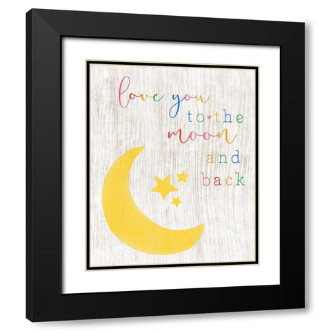 To the Moon and Back Black Modern Wood Framed Art Print with Double Matting by CAD Designs