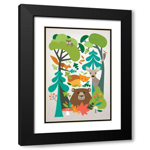 Woodland Friends Black Modern Wood Framed Art Print with Double Matting by Shufflebotham, Amanda