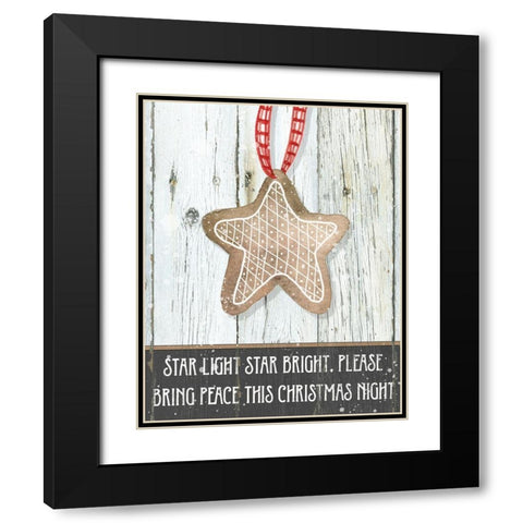 Gingerbread Star Black Modern Wood Framed Art Print with Double Matting by Robinson, Carol