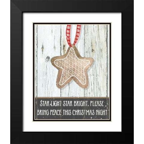 Gingerbread Star Black Modern Wood Framed Art Print with Double Matting by Robinson, Carol