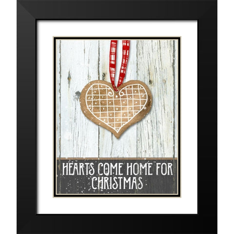 Gingerbread Heart Black Modern Wood Framed Art Print with Double Matting by Robinson, Carol