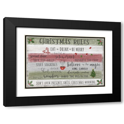 Christmas Rules Black Modern Wood Framed Art Print with Double Matting by Carpentieri, Natalie