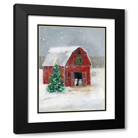 Christmas on the Farm I Black Modern Wood Framed Art Print with Double Matting by Swatland, Sally