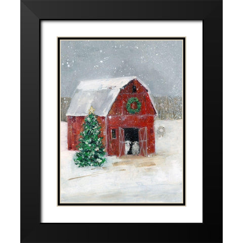 Christmas on the Farm I Black Modern Wood Framed Art Print with Double Matting by Swatland, Sally