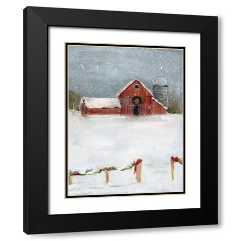 Christmas on the Farm II Black Modern Wood Framed Art Print with Double Matting by Swatland, Sally