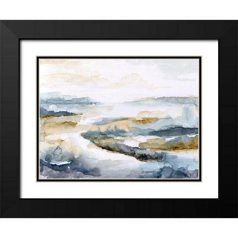 Estuary I Black Modern Wood Framed Art Print with Double Matting by Nan