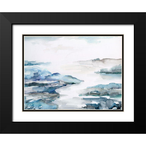 Estuary II Black Modern Wood Framed Art Print with Double Matting by Nan