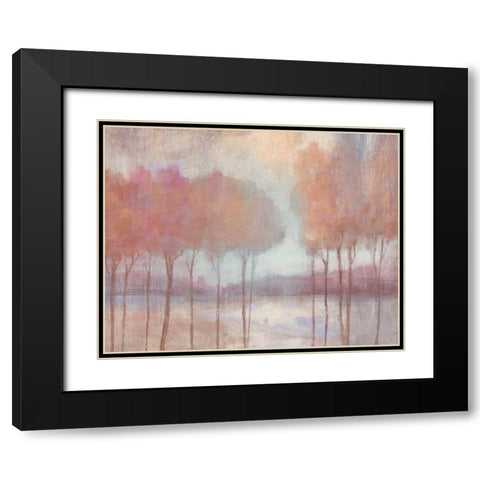 Blushing Trees Black Modern Wood Framed Art Print with Double Matting by Nan