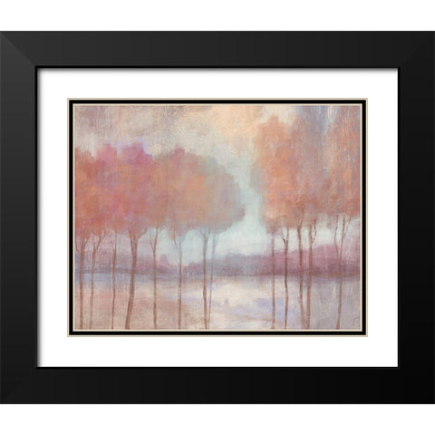 Blushing Trees Black Modern Wood Framed Art Print with Double Matting by Nan