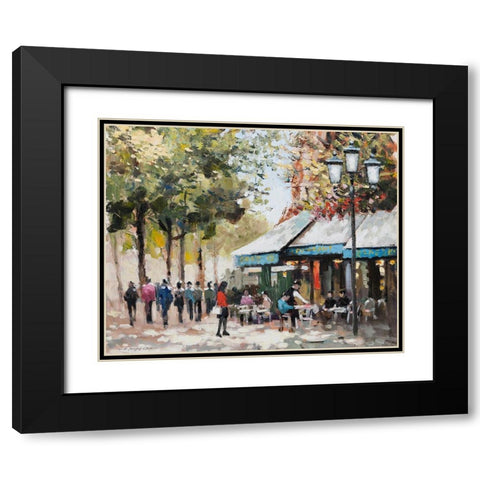 Paris Teal II Black Modern Wood Framed Art Print with Double Matting by Orme, E. Anthony