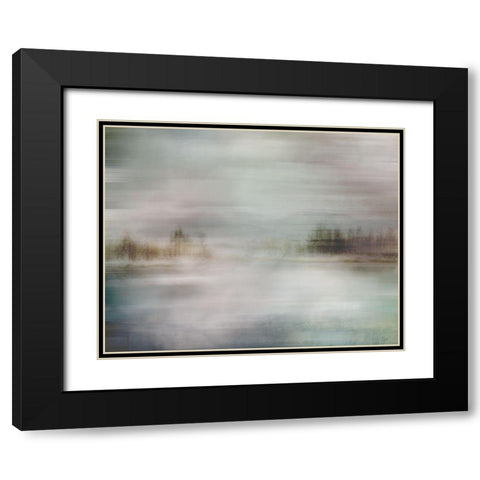 Misty Lake Black Modern Wood Framed Art Print with Double Matting by Nan