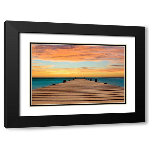 Aruba Sundown Black Modern Wood Framed Art Print with Double Matting by Carpentieri, Natalie