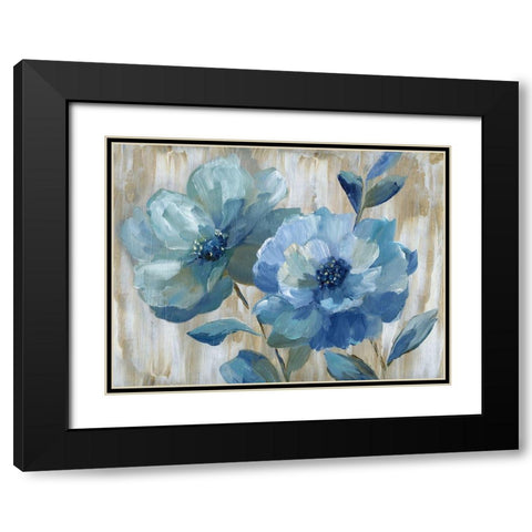 Blue Duo Black Modern Wood Framed Art Print with Double Matting by Nan