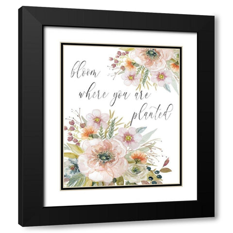 Peach Bloom I Black Modern Wood Framed Art Print with Double Matting by Robinson, Carol