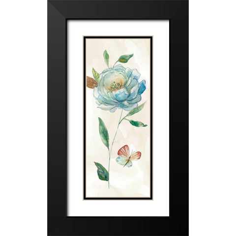 Rose Blue Wash Black Modern Wood Framed Art Print with Double Matting by Robinson, Carol