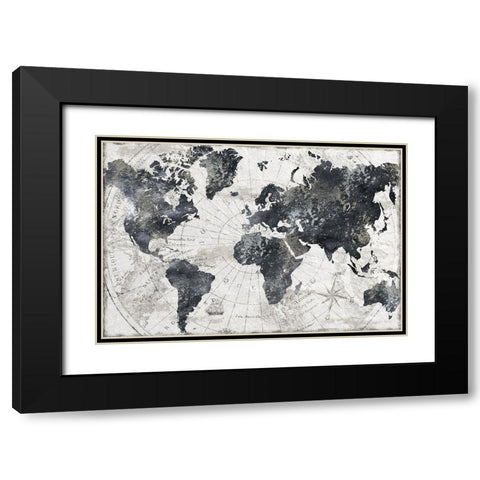 Modern Atlas Black Modern Wood Framed Art Print with Double Matting by CAD Designs