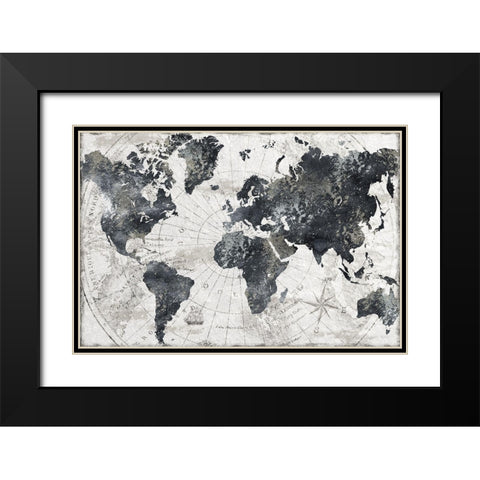 Modern Atlas Black Modern Wood Framed Art Print with Double Matting by CAD Designs