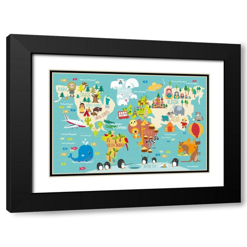 Childrens World Black Modern Wood Framed Art Print with Double Matting by Hogan, Martina