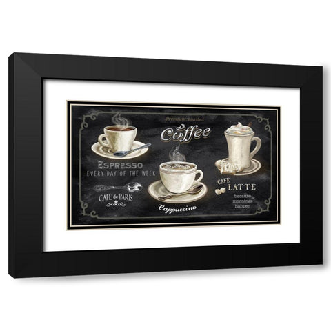 Coffee Trio Black Modern Wood Framed Art Print with Double Matting by Knutsen, Conrad