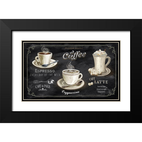 Coffee Trio Black Modern Wood Framed Art Print with Double Matting by Knutsen, Conrad