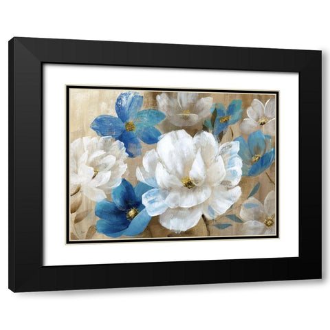 Transient Garden Blues Black Modern Wood Framed Art Print with Double Matting by Nan