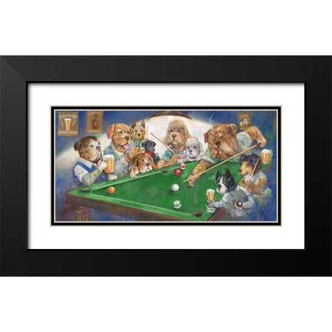 Pool Dogs Black Modern Wood Framed Art Print with Double Matting by Manning, Ruane