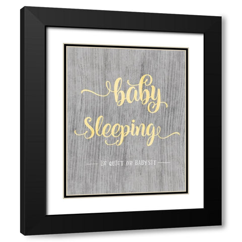 Baby Sleeping Black Modern Wood Framed Art Print with Double Matting by CAD Designs