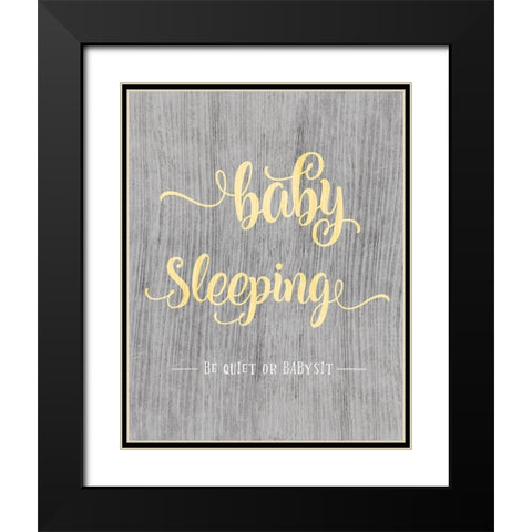 Baby Sleeping Black Modern Wood Framed Art Print with Double Matting by CAD Designs